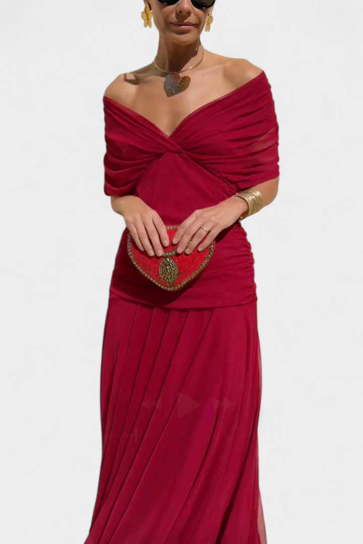 Lordanka - V-neck Long Dress With Floral Pattern