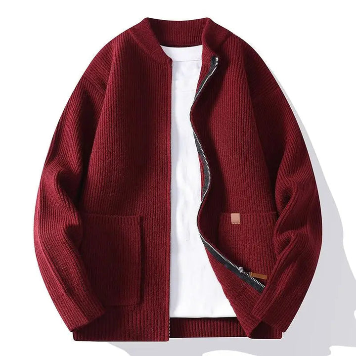 Yvis - Ribbed Knit Zip-Up Cardigan