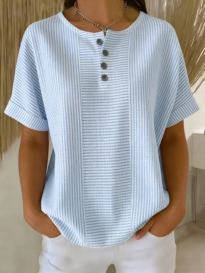 Ilenia - Elegant Striped Button Up Top