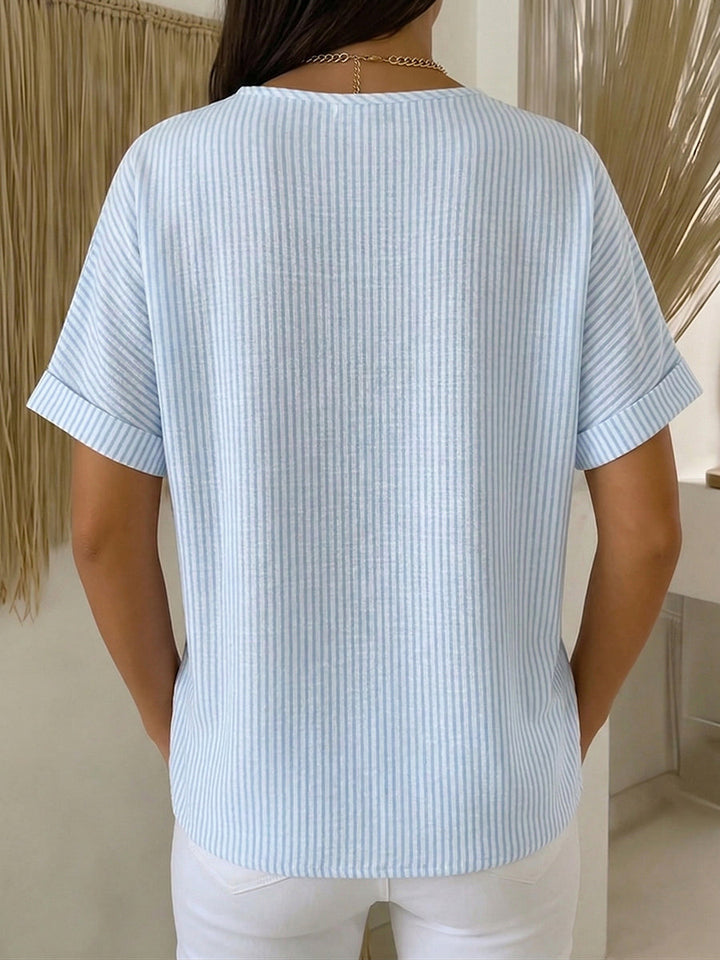 Ilenia - Elegant Striped Button Up Top