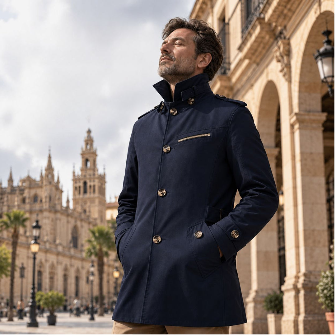 Brigenette - Coat With Notched Collar and Button Closure