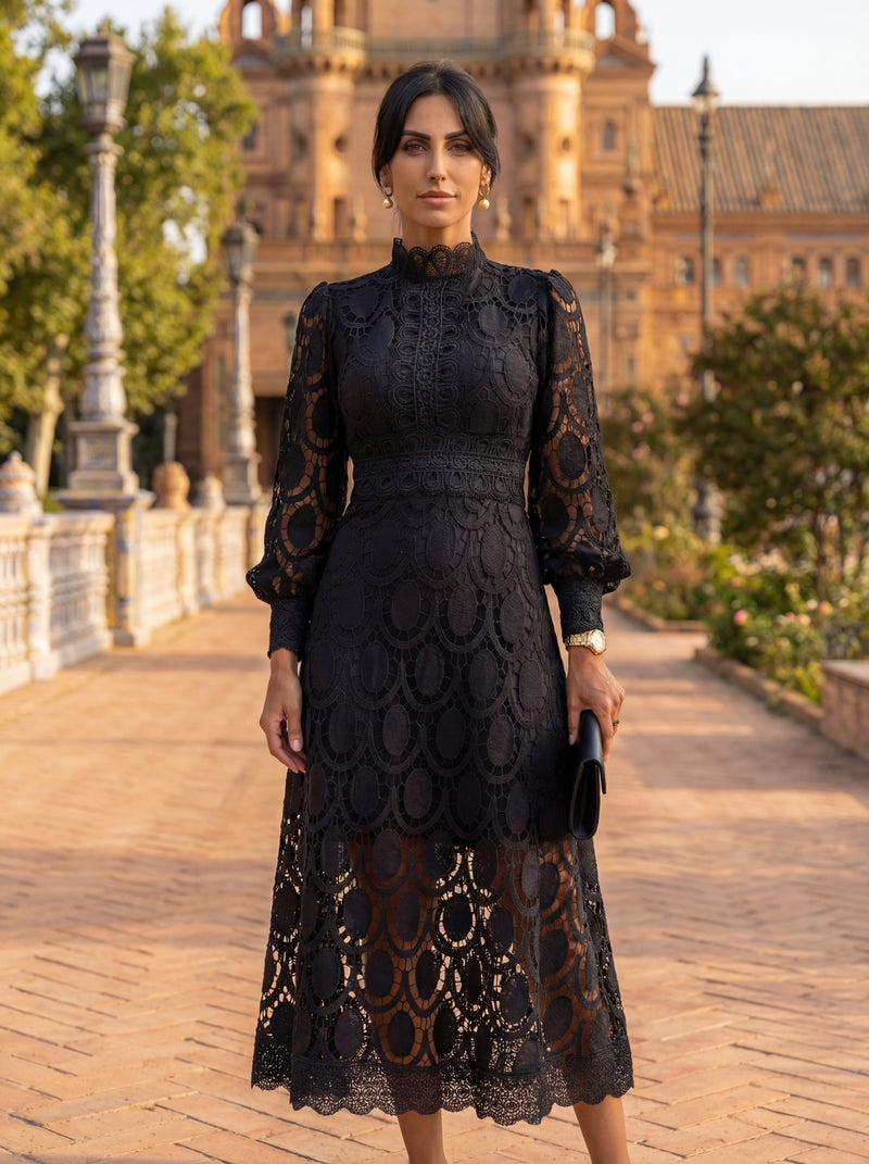 Maelle - Elegant Long Sleeve Lace Dress