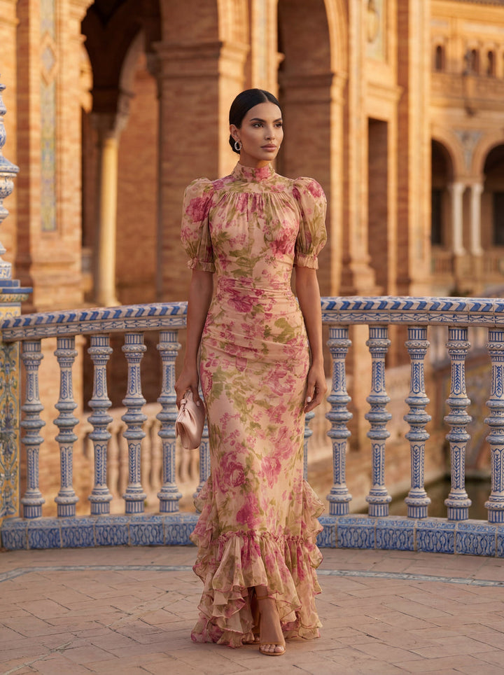 Rimina - Stylish Floral Dress With Ruffles