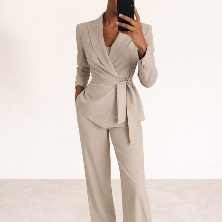Aliona - Wrap Blazer Trouser Set