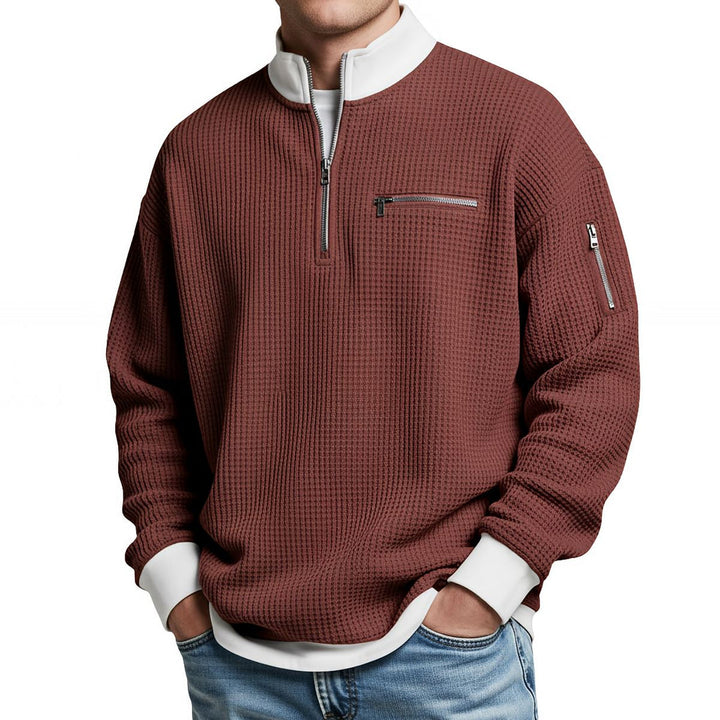 Osricen - Elegant Knit Sweater With Half Zip
