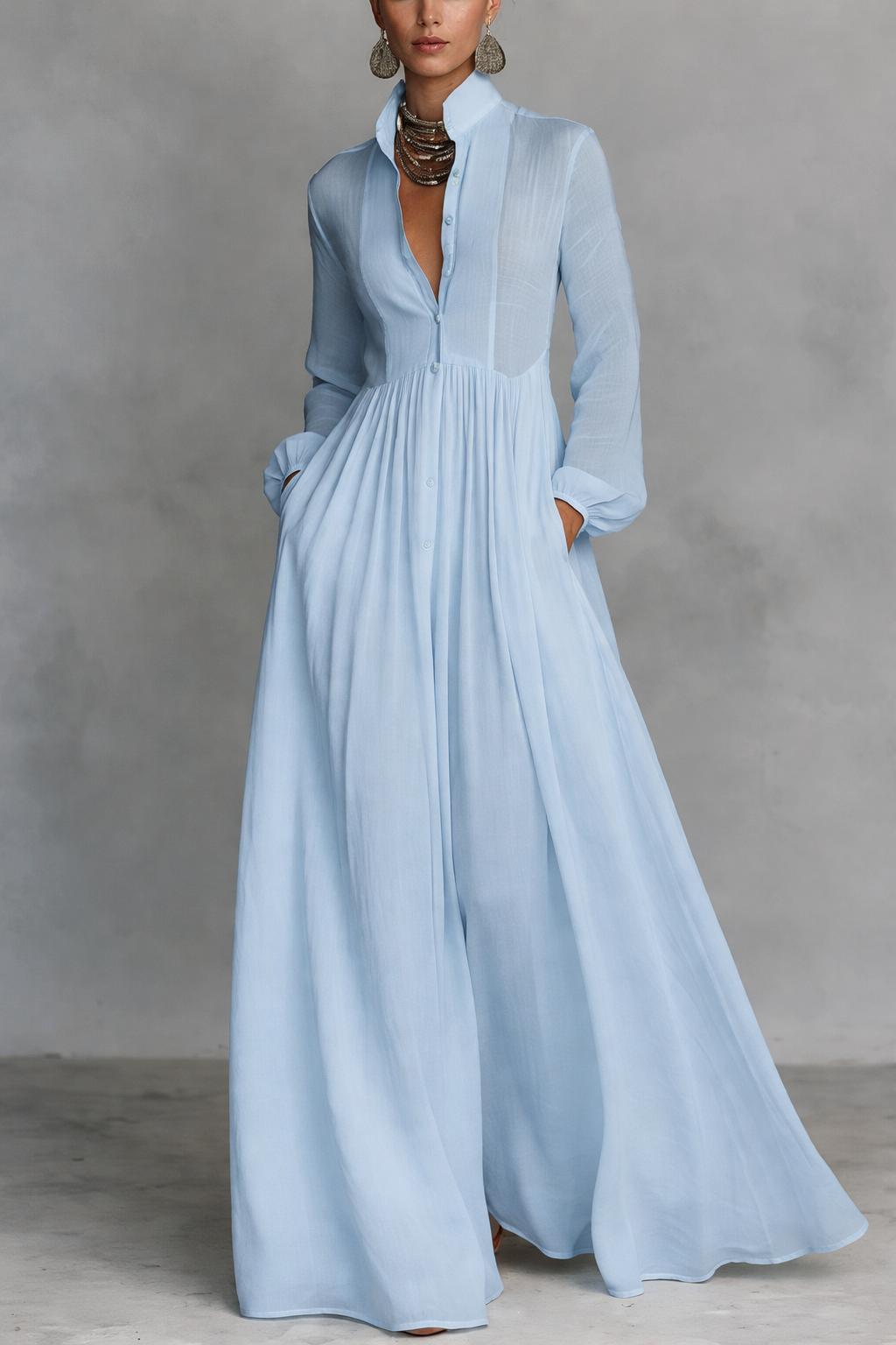 Sheilan - Elegant Maxi Dress With Buttons