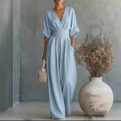 Aurore - Comfortable Jumpsuit WIth V-Neck