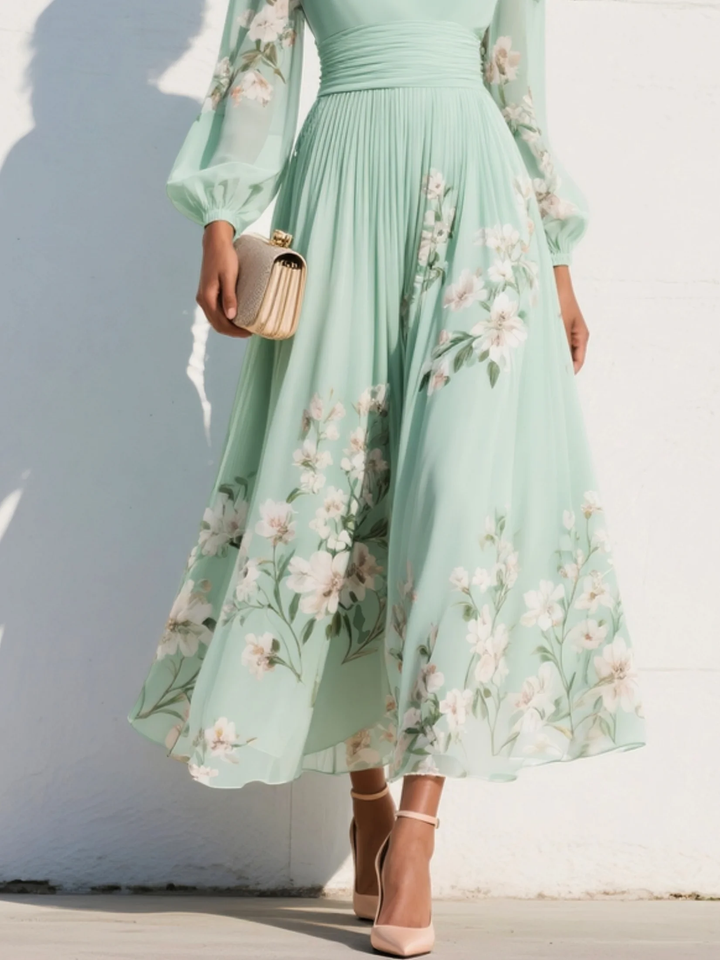 Evalyn - Chiffon Pleated Maxi Dress