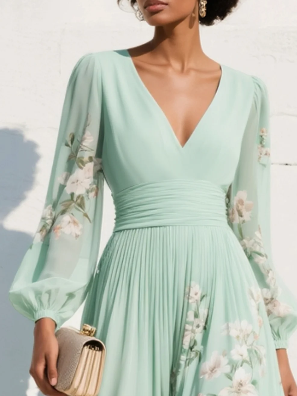 Evalyn - Chiffon Pleated Maxi Dress