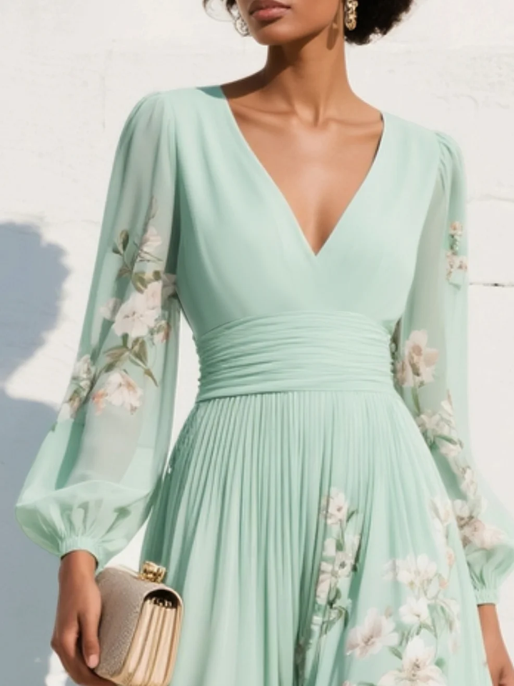 Evalyn - Chiffon Pleated Maxi Dress