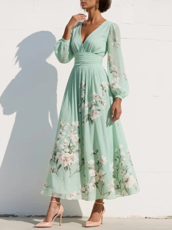 Evalyn - Chiffon Pleated Maxi Dress
