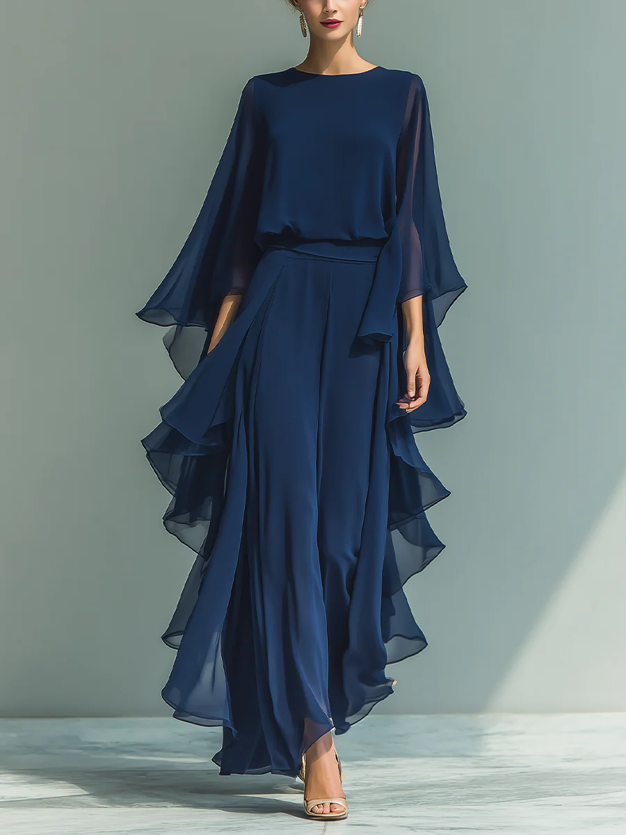 Elyssa - Elegant Chiffon Ruffle Set