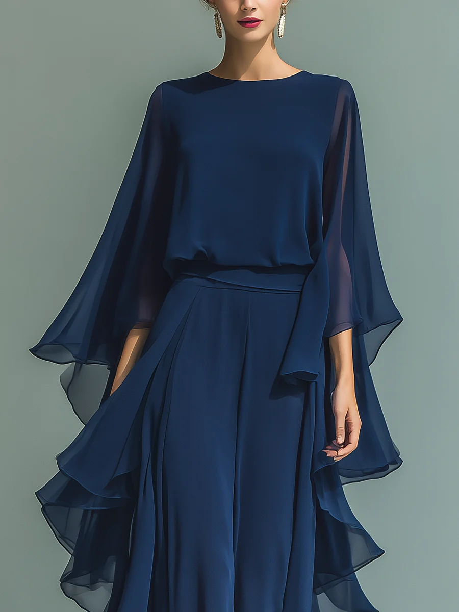 Elyssa - Elegant Chiffon Ruffle Set