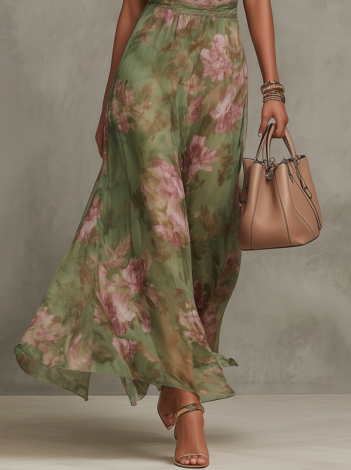 Livya - Elegant Floral Maxi Halter Dress