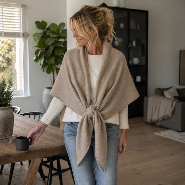 Linnisa - Fleece Shawl with Front Tie Closure