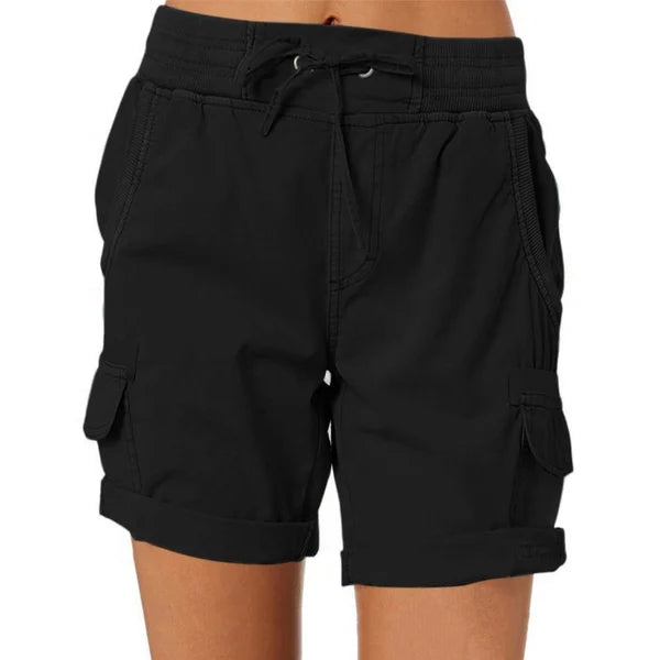 Audria - High Waist Drawstring Cargo Pocket Shorts