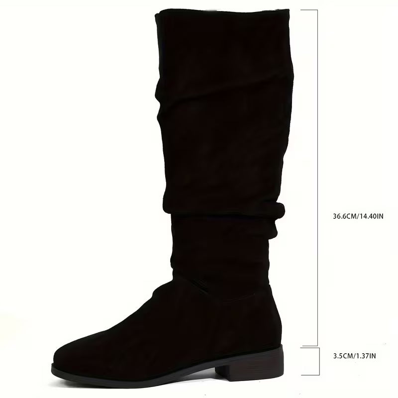 Lianilelle - Slouchy Mid-Calf Boots With Low Heel