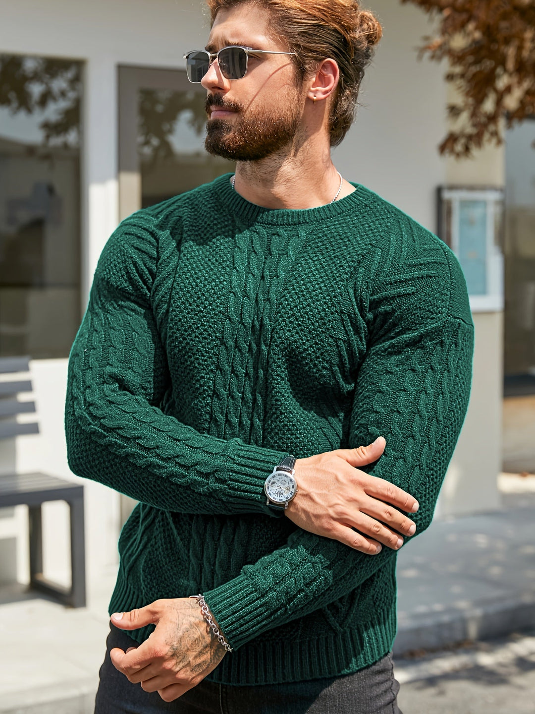 Adelas - Classic Cable Knit Crew Neck Sweater