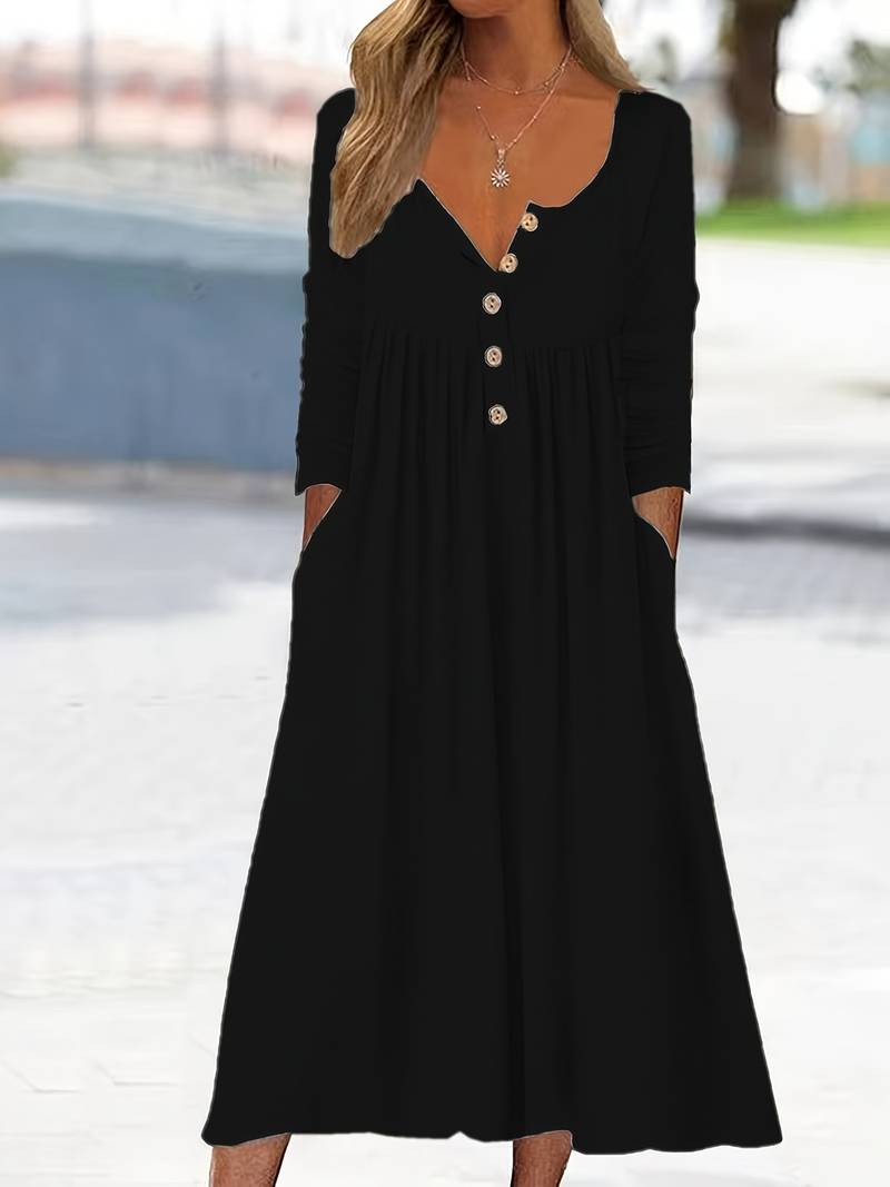 Imethma - Long Sleeve Dress With Button