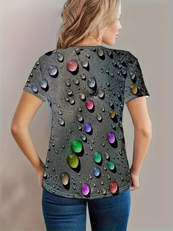 Ishadini - Casual Short Sleeve T-shirt With Round Neck