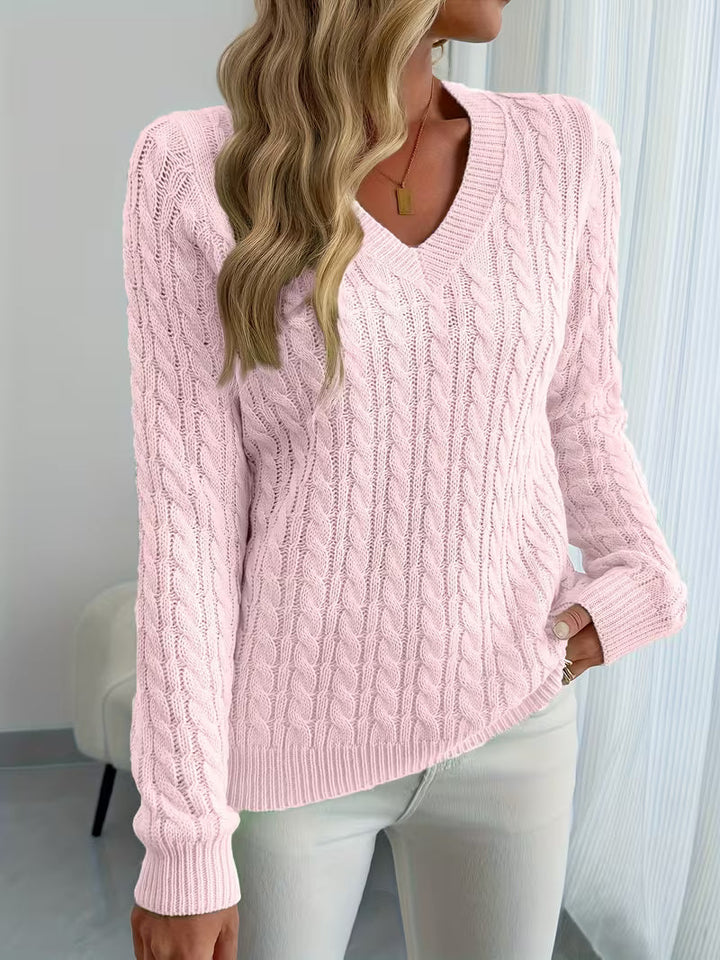 Lenea - Cable Knit Long Sleeve Sweater