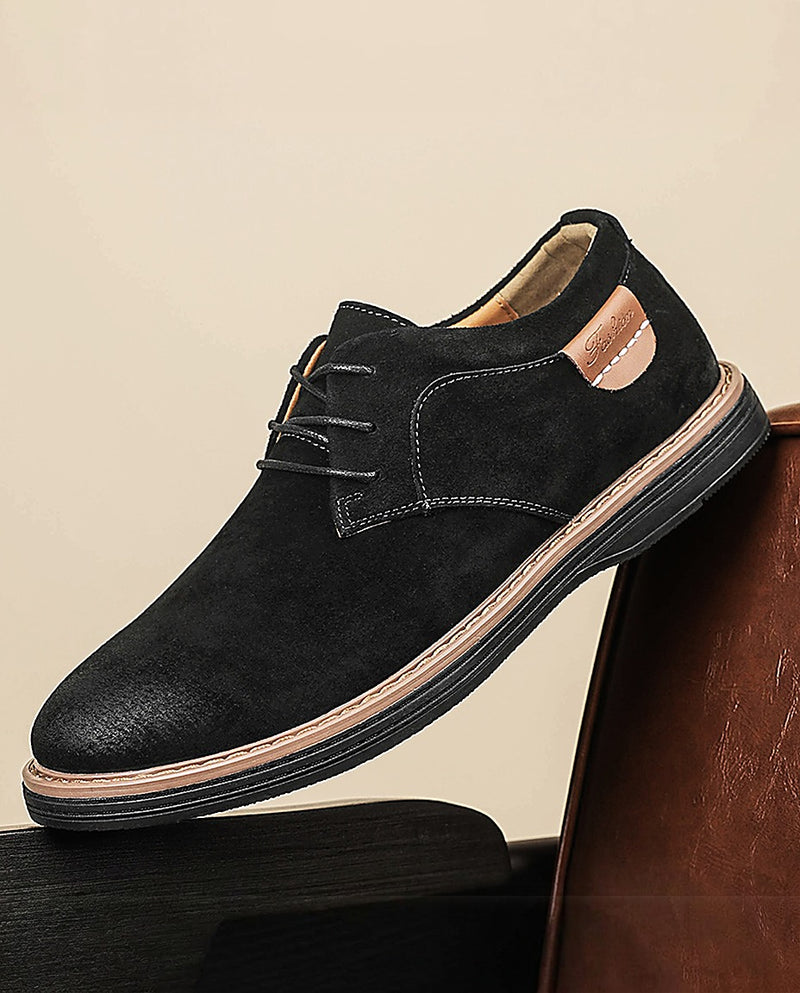 Falkian - Suede Lace-Up Shoes With Contrast Stitching