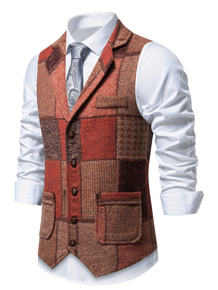 Saverse - Patchwork Herringbone Tweed Vest