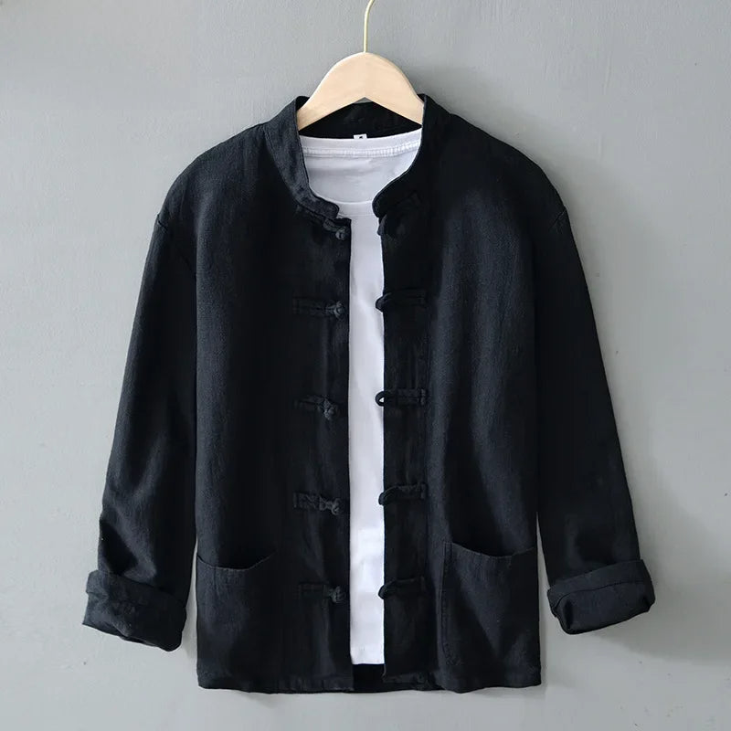 Ffinian - Cotton And Linen Mandarin Shirt