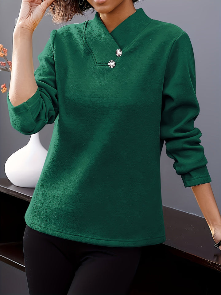 Florette - Casual Long Sleeve V-Neck Collar Top