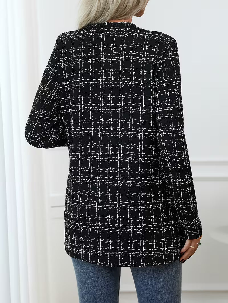 Raffine - Plaid Open Front Longline Jacket