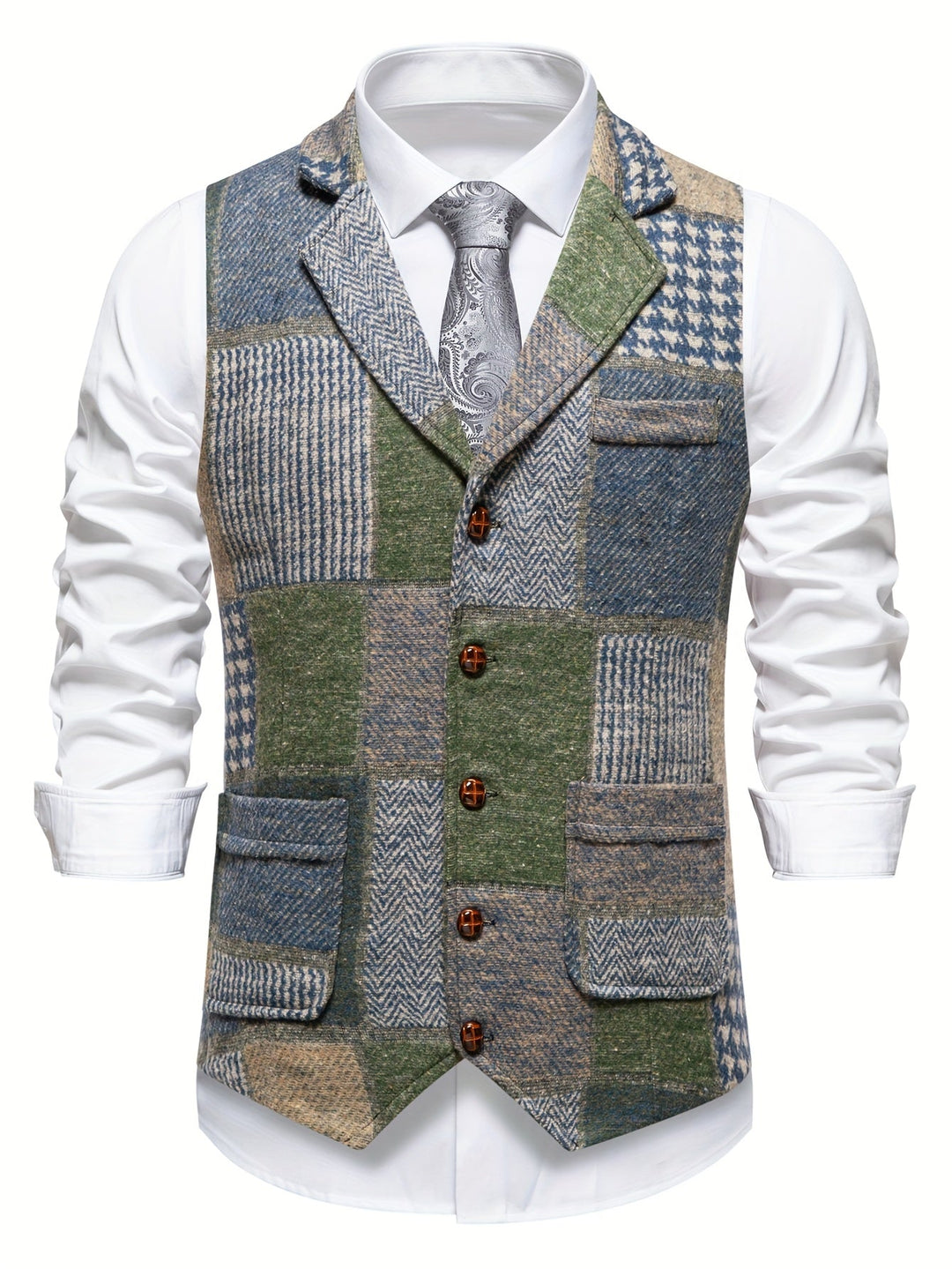 Hartin - Vintage Lapel Suit Vest With Pocket