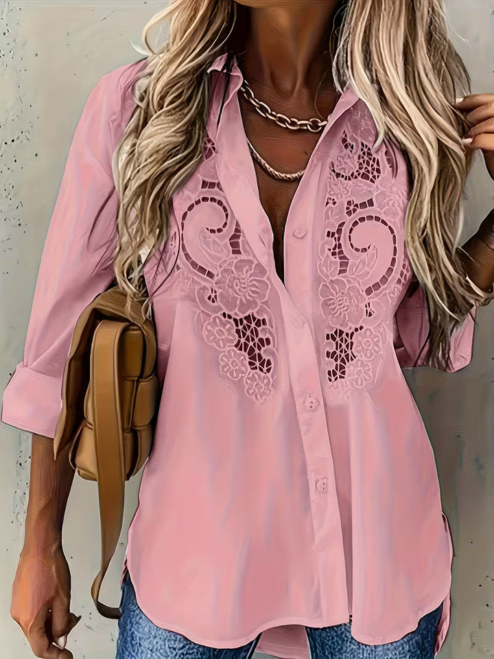 Jorunn - Embroidered Cut-Out Long Sleeve Blouse