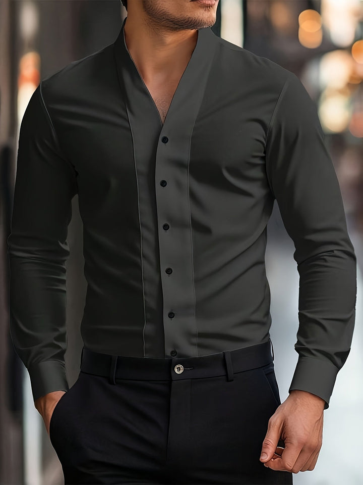 Osronas - Slim Fit Long Sleeved V-Neck Shirt