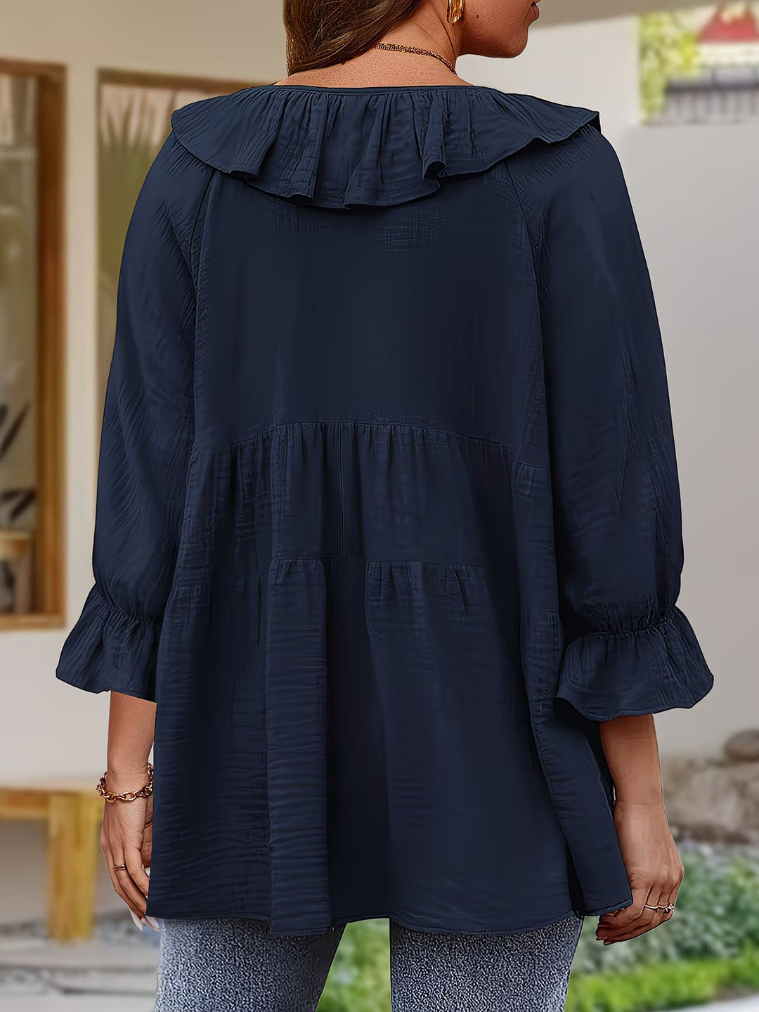 Garbine - Elegant Ruffle Neck Blouse