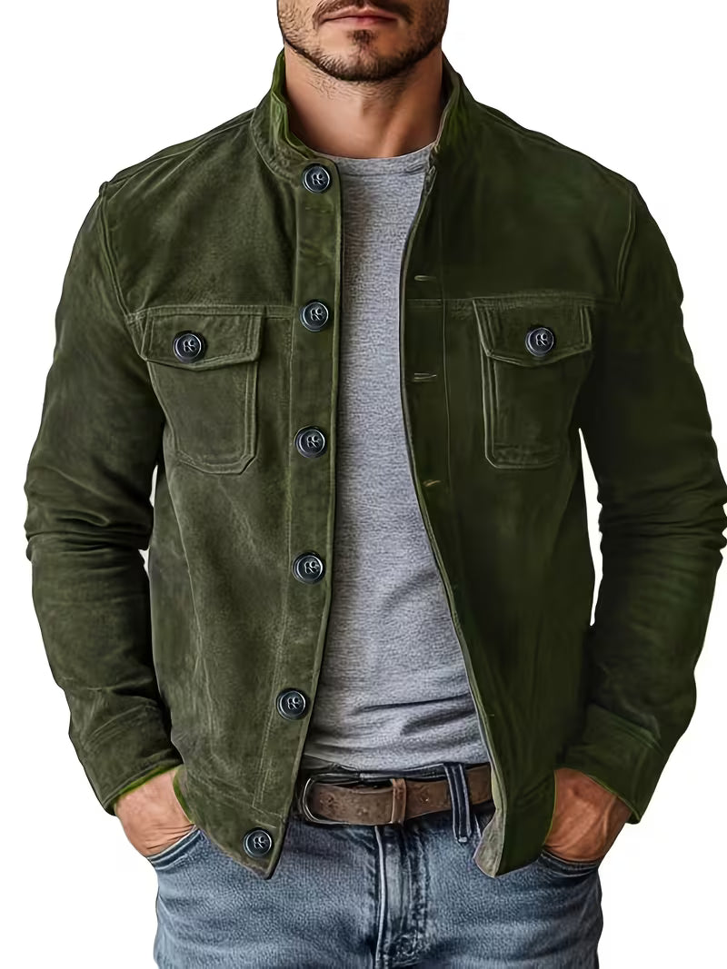 Lucrira - Suede Jacket With Dual Front Pockets