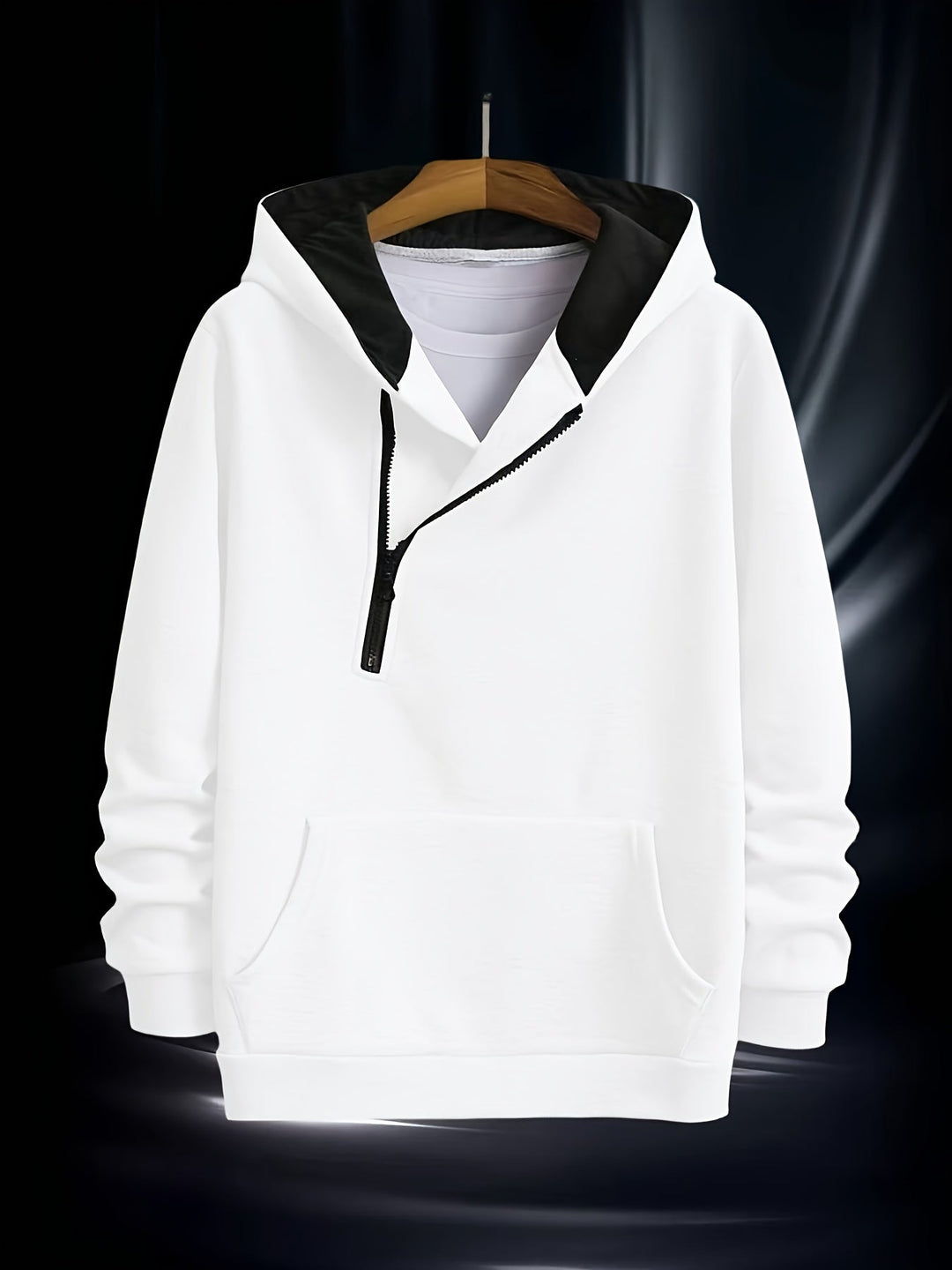 Auratrace - Long Sleeve Hooded Sweatshirt With Half-Zip