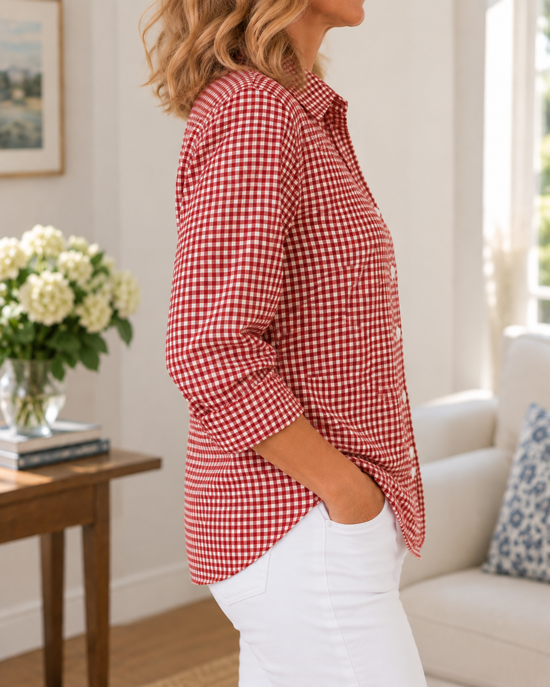 Tala - Long Sleeve Gingham Button Up Shirt
