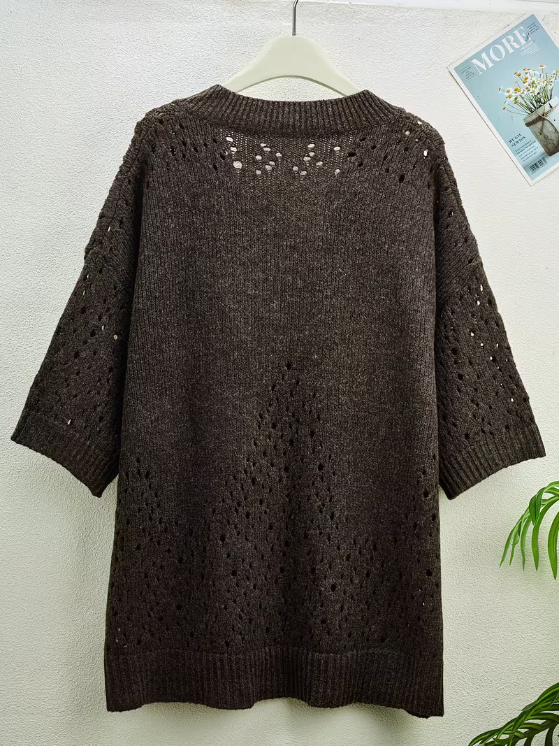 Bimashi - Long Sleeve Loose Sweater With V-Neck