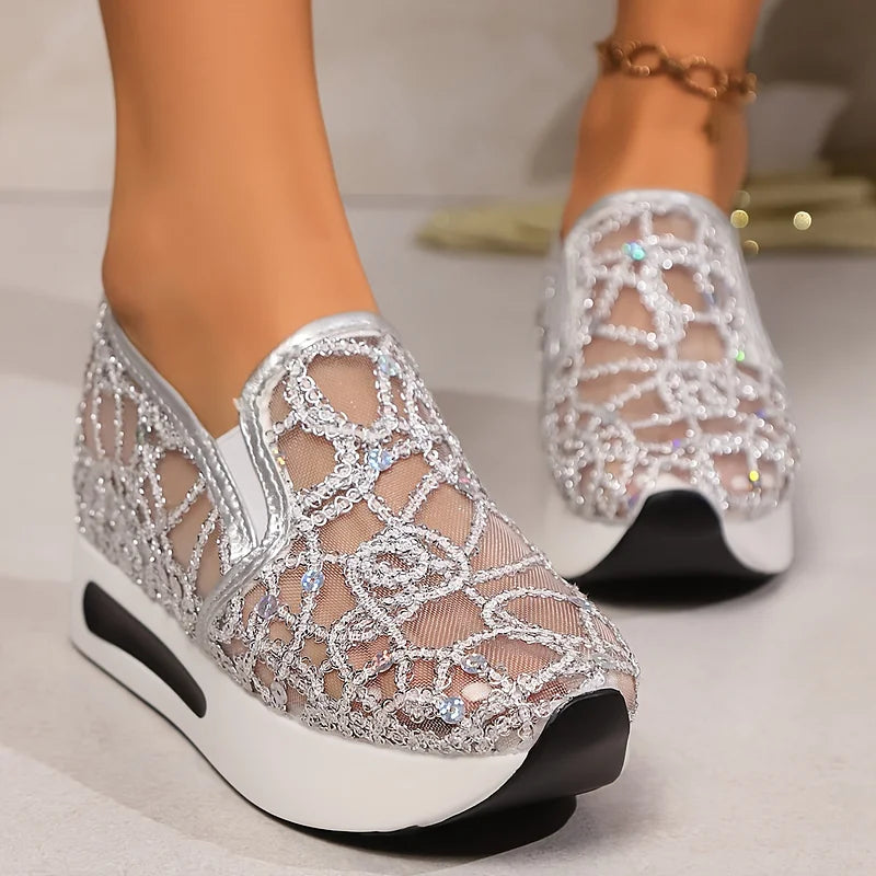 Heleen - High Waisted Sequined Sneakers
