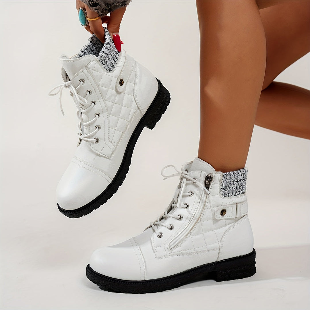 Rosaia - Ankle Boots With Laces and Knitted Cuffs