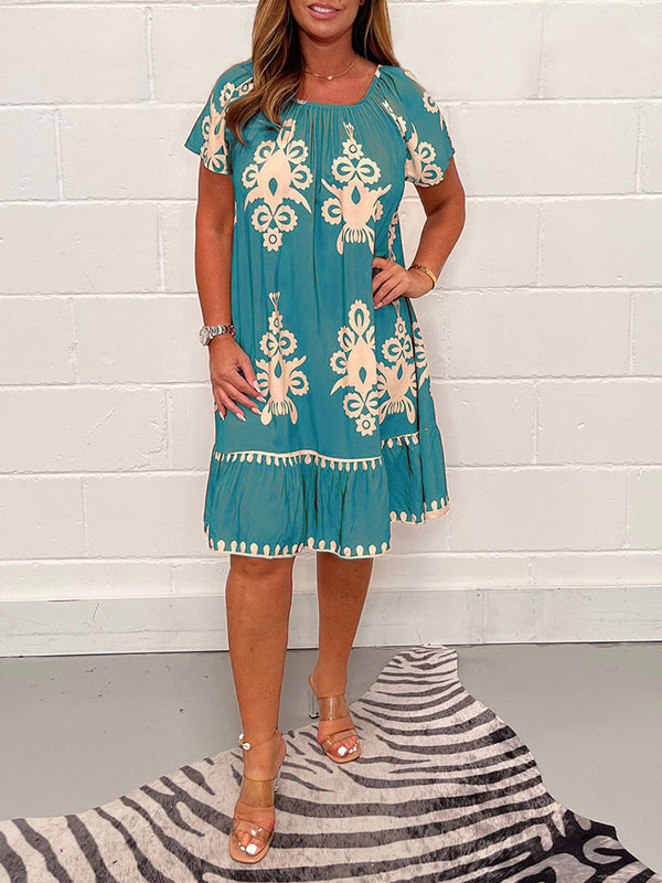 Ranee - Geometric Dress With Square Neckline