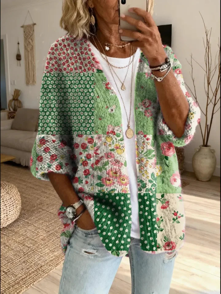 Stevena - Elegant Floral Pattern Sweater