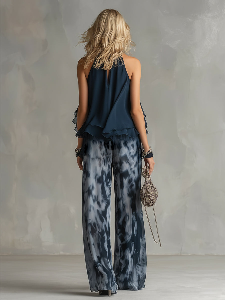 Shylla - Elegant Chiffon Two-Piece Set