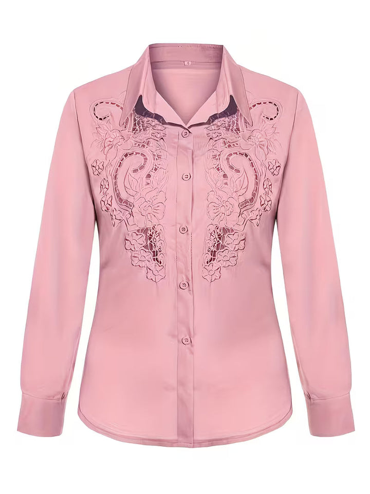 Jorunn - Embroidered Cut-Out Long Sleeve Blouse