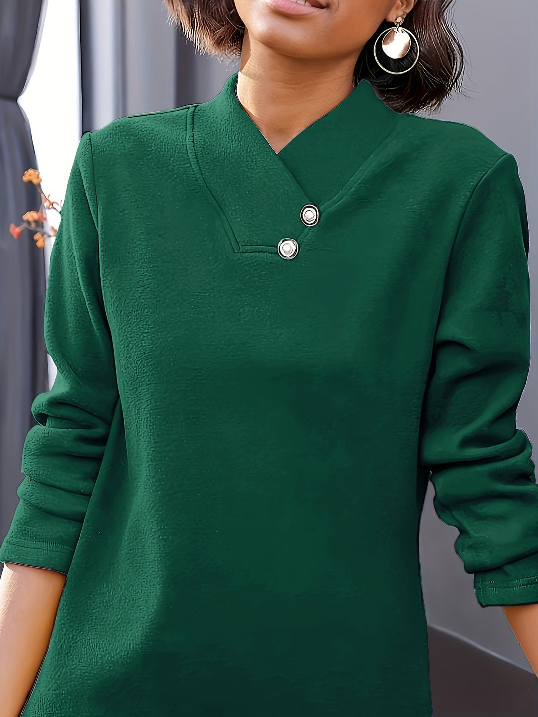Florette - Casual Long Sleeve V-Neck Collar Top