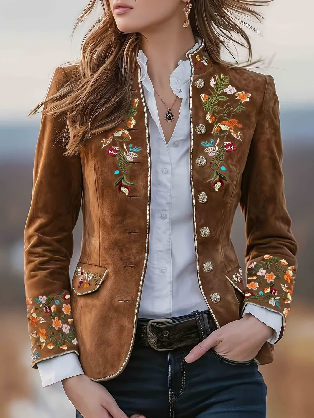 Anisaa - Elegant Jacket With Stand Collar