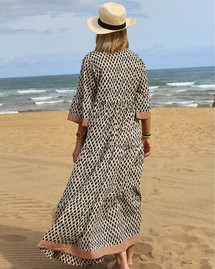 Relesha - Loose Fit Diamond Pattern Dress