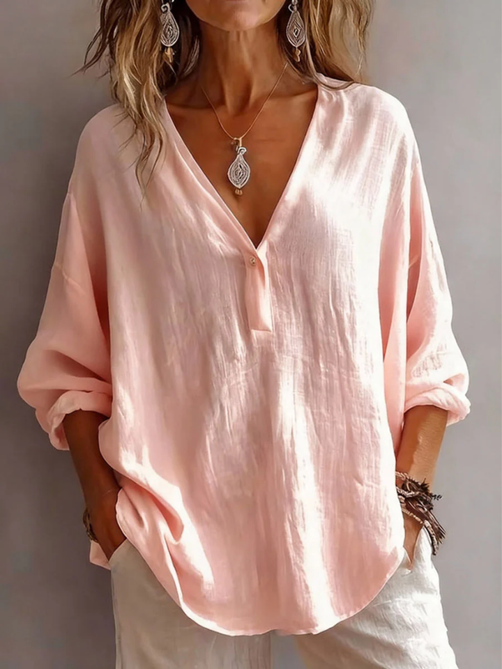 Melna - Elegant V-Neck Blouse