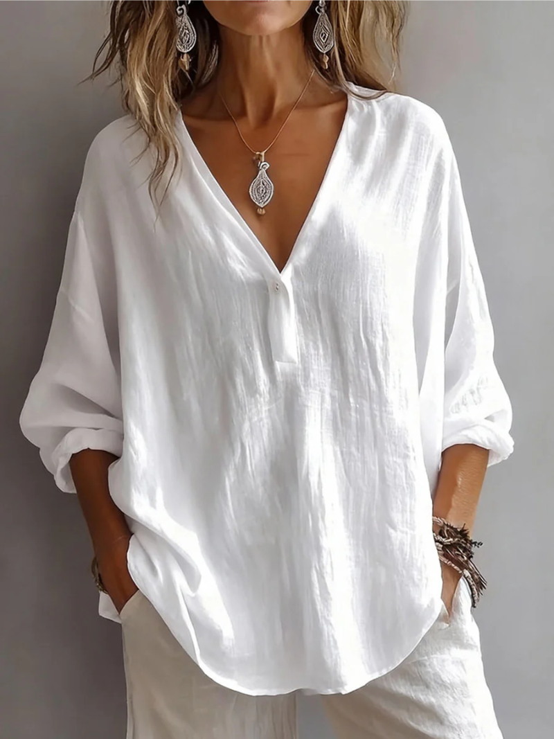 Melna - Elegant V-Neck Blouse