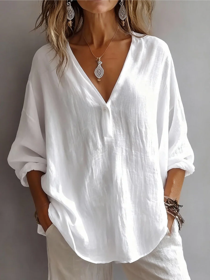 Melna - Elegant V-Neck Blouse